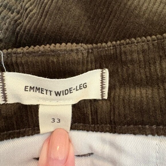 Madewell Dark Green/Brown Emmett Wide-Leg Corduroy Pants - Picture 8 of 9